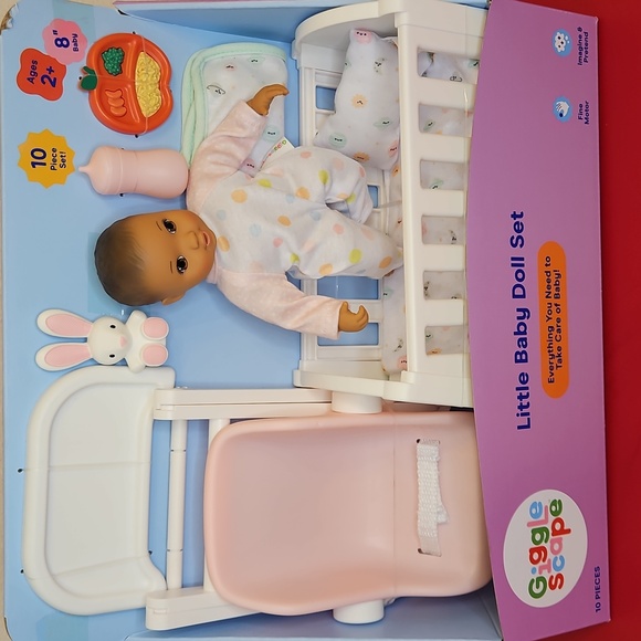 8" Little Baby Doll Set - Dark Brown Hair + Brown Eyes 10 Piece Set - Picture 1 of 9